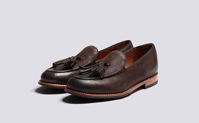 Grenson Merlin Mens Loafers in Brown Burnished Nubuck GRS114016